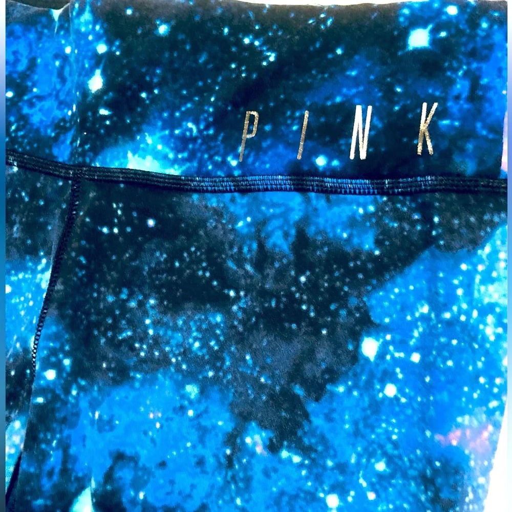 Pink Yoga Small Leggings Galaxy Print Blue Victoria’s Secret Active RARE - Picture 2 of 4